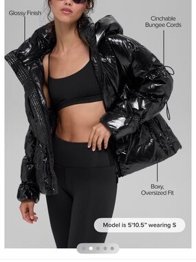 ALO Yoga Black Glossy Oversized Puffer Jacket